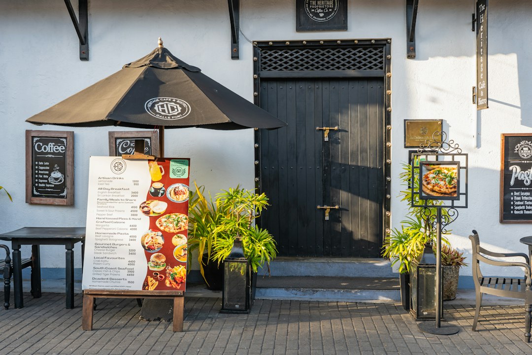 a unique, artistic pizza restaurant with outdoor seating