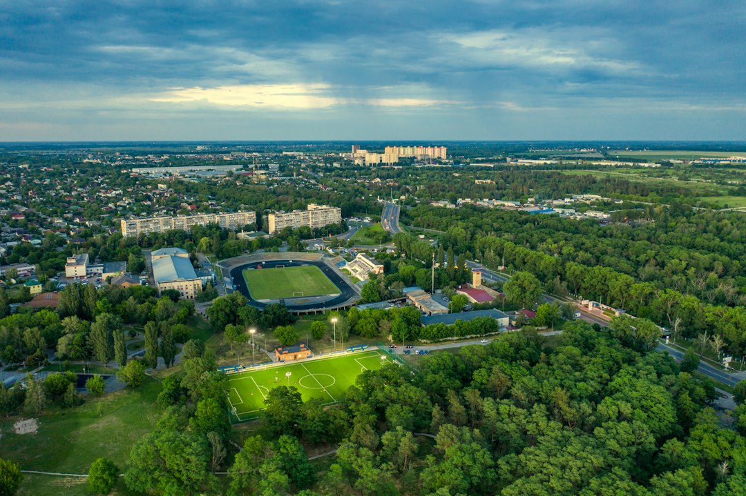 aerial view of University of Florida campus with stadium