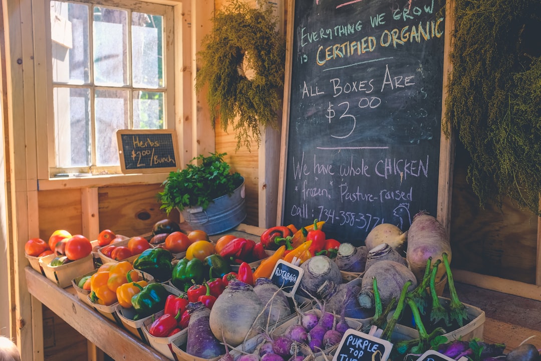 colorful display of fresh vegetables at a farmers market