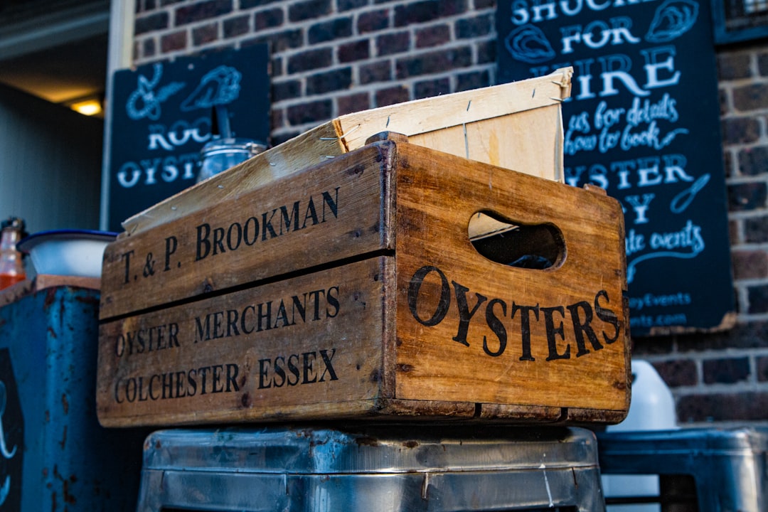 a rustic oyster bar with fresh oysters on the half shell and a cold beer
