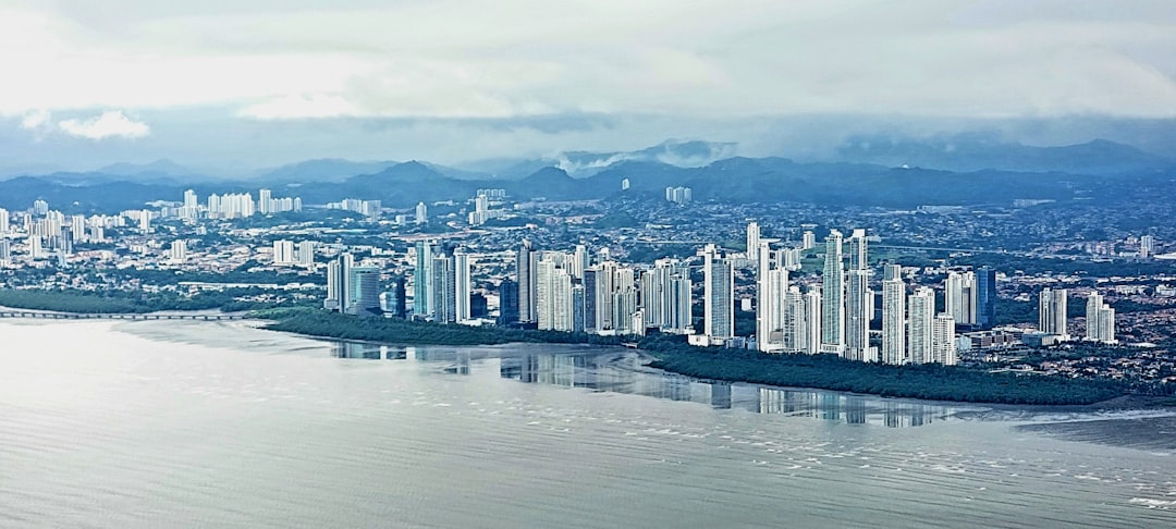 aerial view of Panama City Beach coastline showing hotels and the ocean