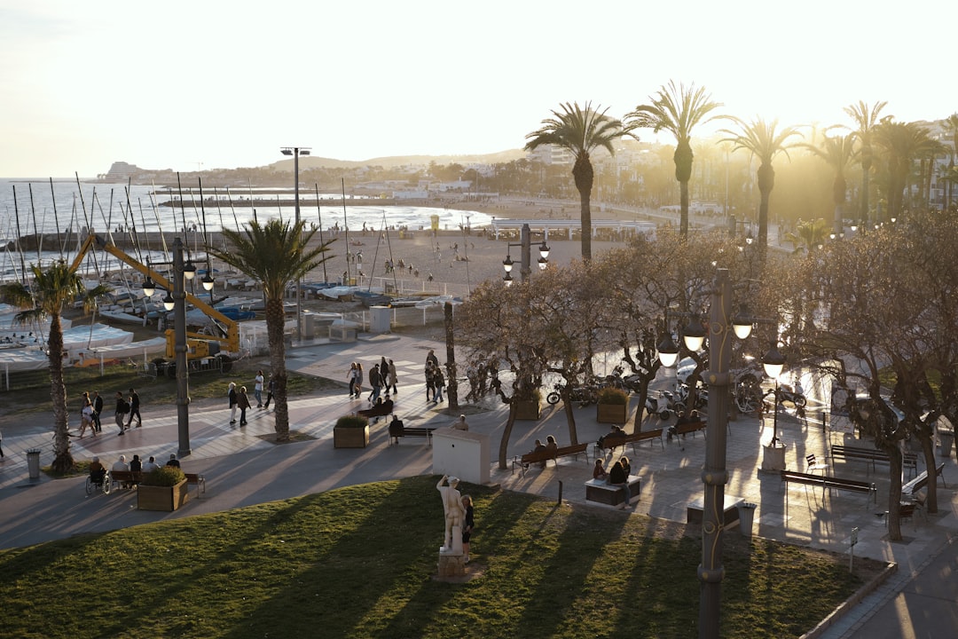 aerial view of a vibrant beach town with cars and pedestrians